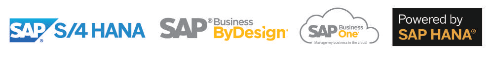 Logos SAP SAP S/4HANA SAP Business ByDesign SAP Business One Cloud SAP HANA