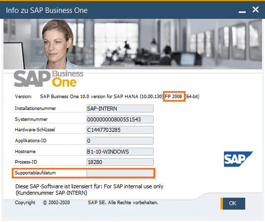 SAP Business One 10.0 Administration Supportlaufdatum